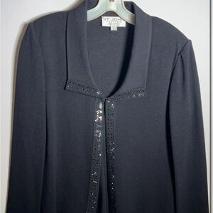 St. John’s evening black knit sequin trim sweater